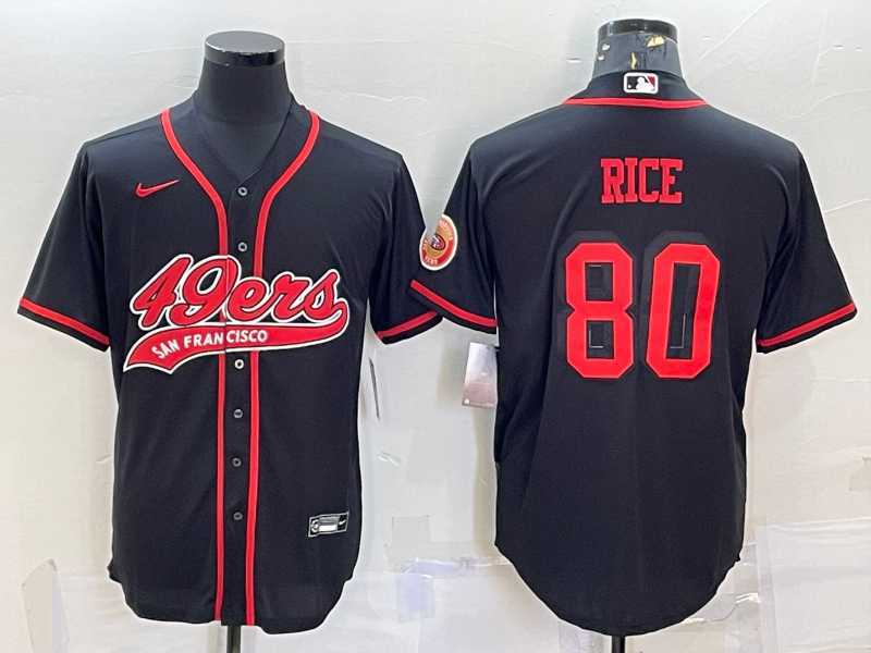 Mens San Francisco 49ers #80 Jerry Rice Black Color Rush With Patch Cool Base Stitched Baseball Jersey